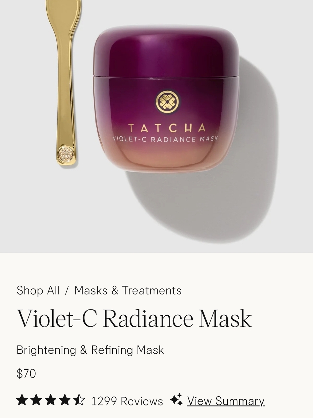 Tatcha Violet-C Radiance Mask - Purple & Gold Accents
